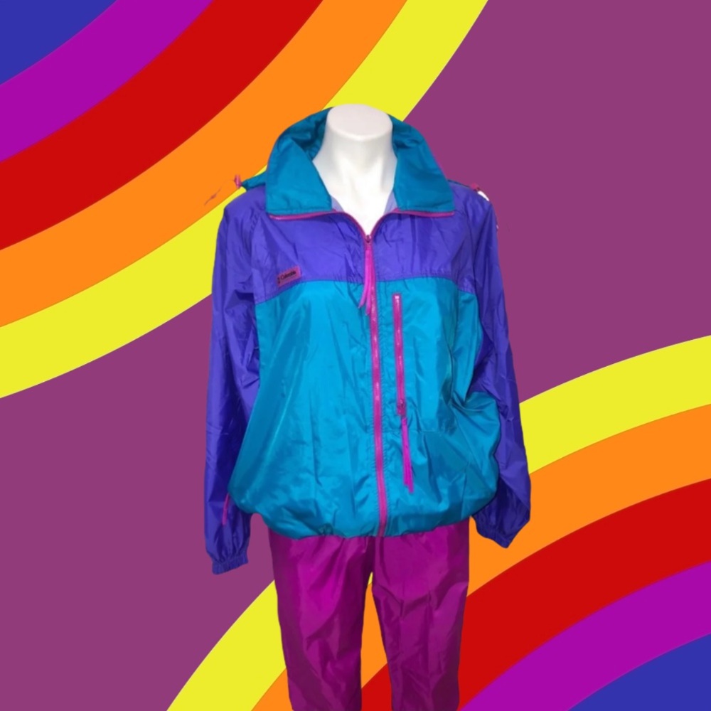 Vintage Columbia Purple + Blue Windbreaker Set